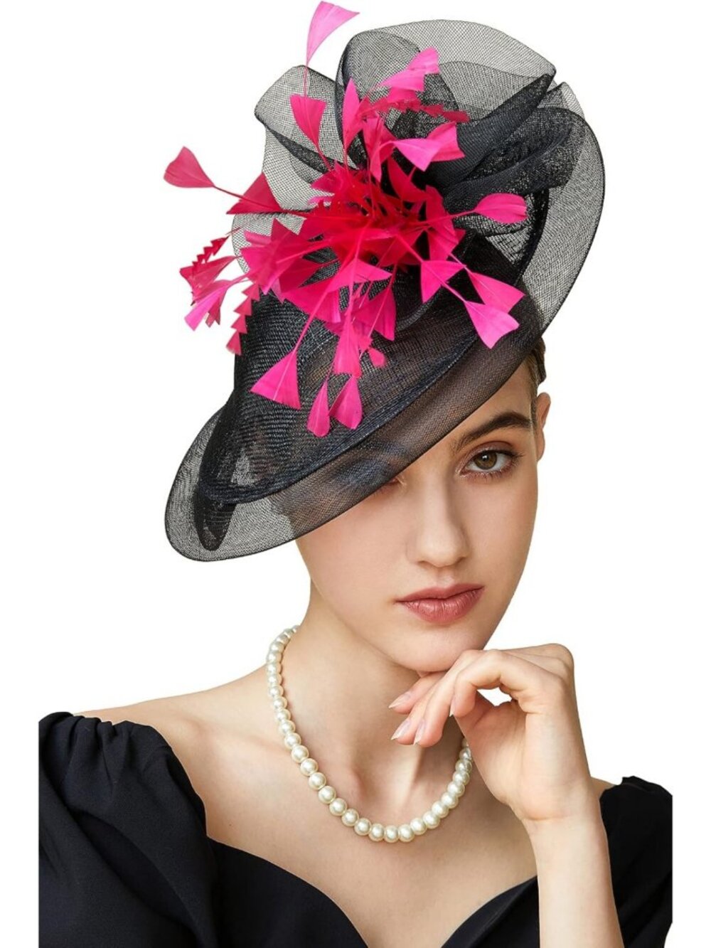 Elegant Feather Fascinator Hair Clip for Tea Party, Derby, Bridal, Wedding